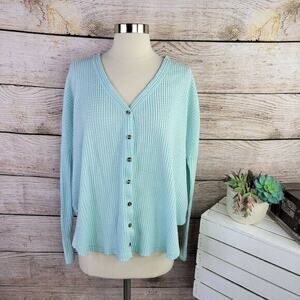 Urban Outfitters Out‎ From Under Blue Jojo Oversized Thermal Button Top Small